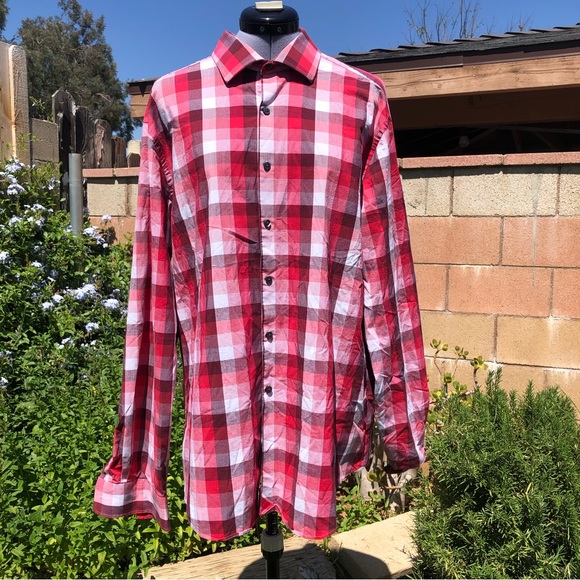 Van Heusen Shirts Van Heusen Slim Fit Stretch Red White Plaid